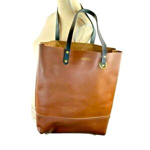 R. Riveter USA American Handmade cowhide all-leather brown unlined Tote Bag